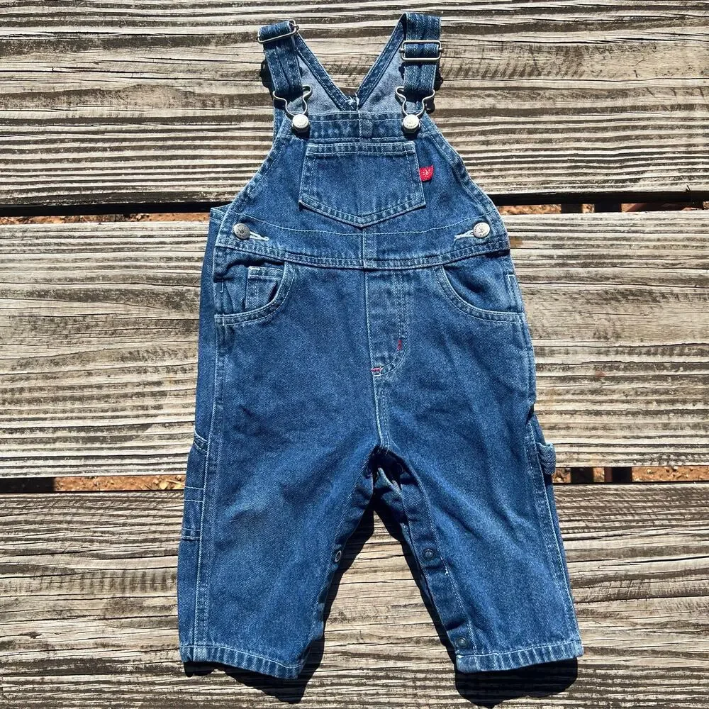 Vintage 90s Carters John Lennon Denim Overalls 9M Unisex Baby Carpenter Cotton